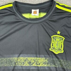 Spain Soccer Jersey Mens L Black Neon World Cup Champions Football Futbol Shirt